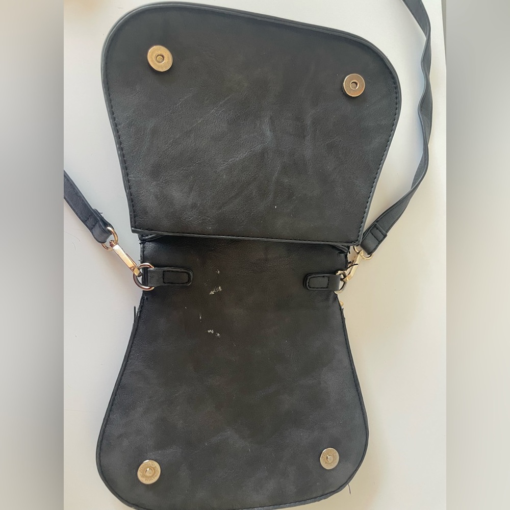 Black Woven Detail Handbag w Crossbody Option - Picture 6 of 7